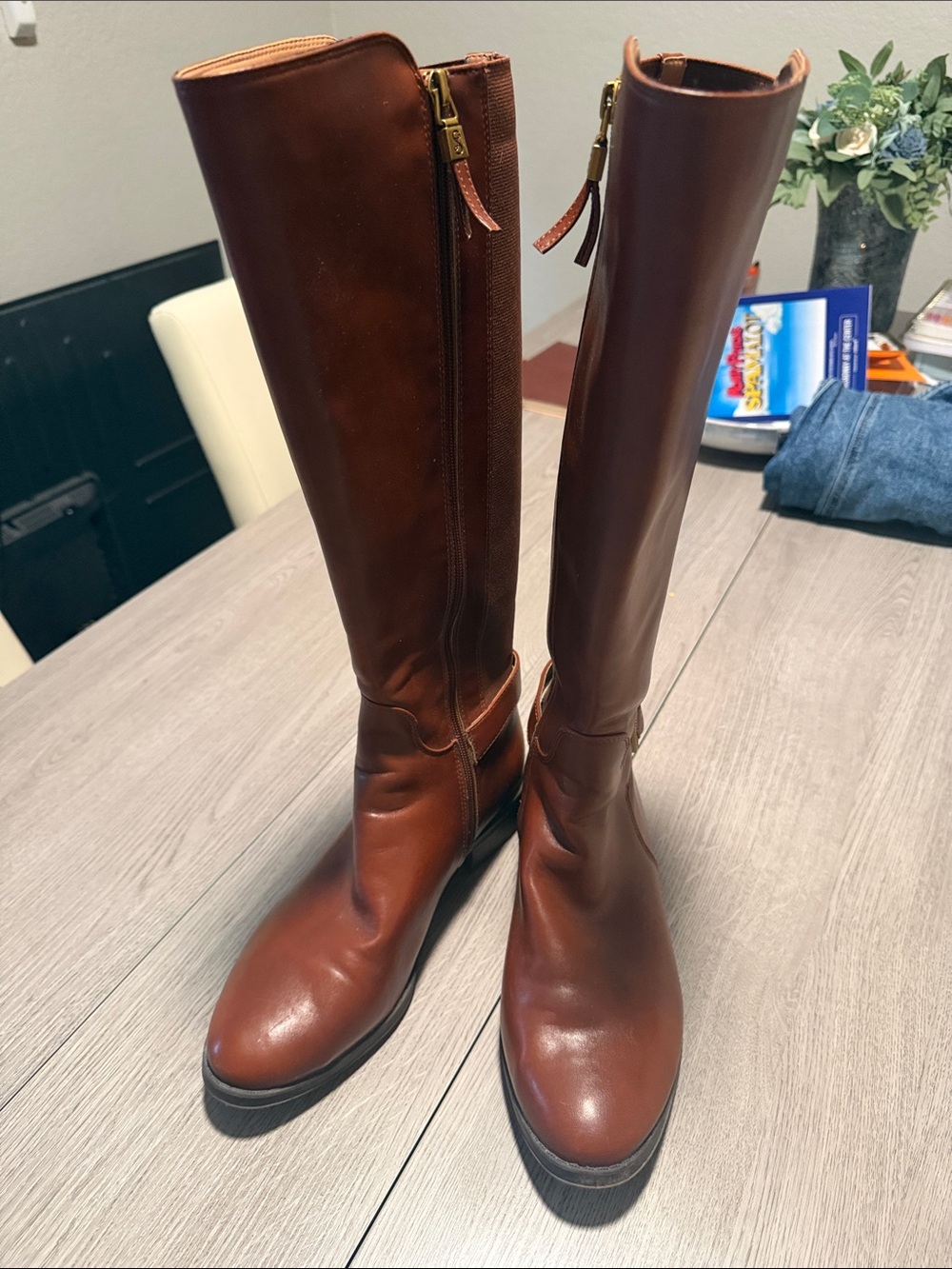 Sam & Libby Tall Lace-Up Riding Boots in Chestnut Brown